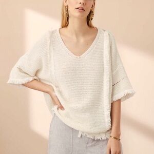 Lou & Grey short sleeve fringe sweater